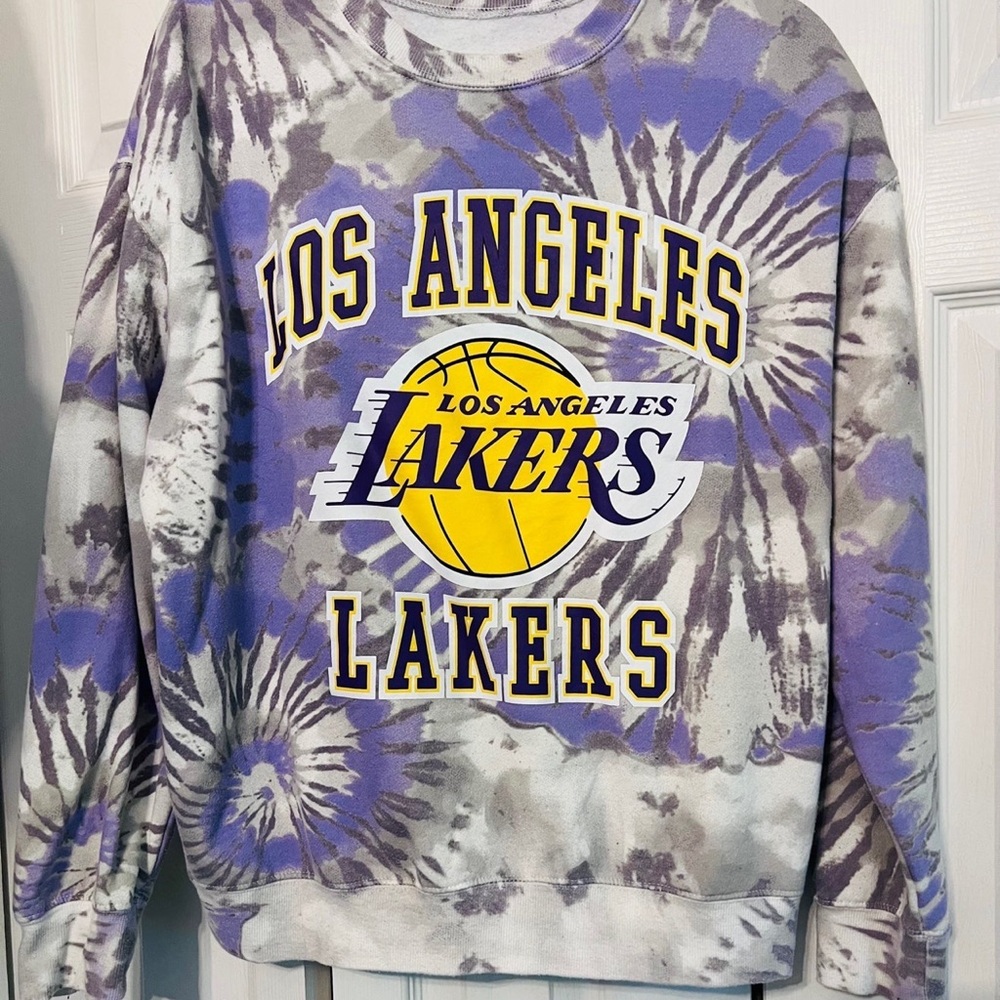 Hybrid Apparel Los Angeles Lakers Tie-Dye Sweater - Purple, Gray, and Yellow